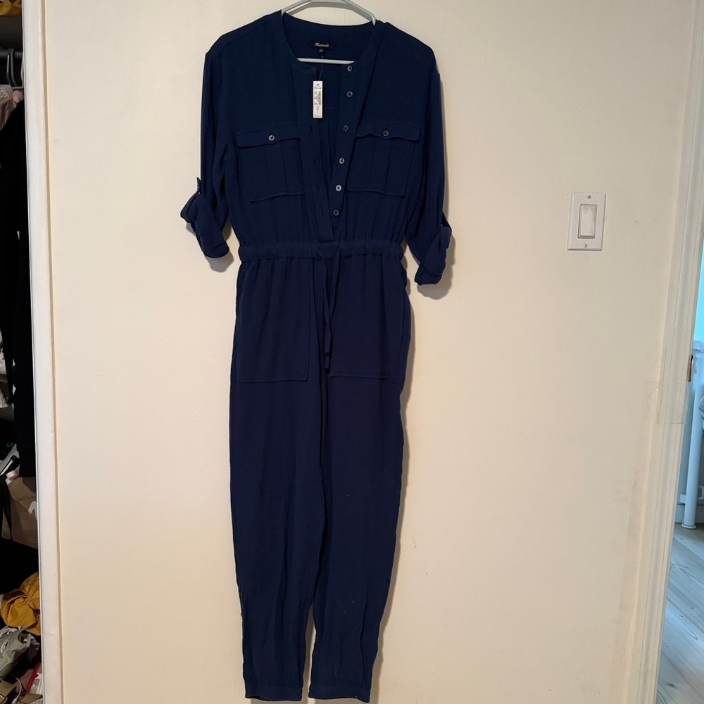 Madewell Lightspun Tapered-Leg Jumpsuit - Coastal Blue